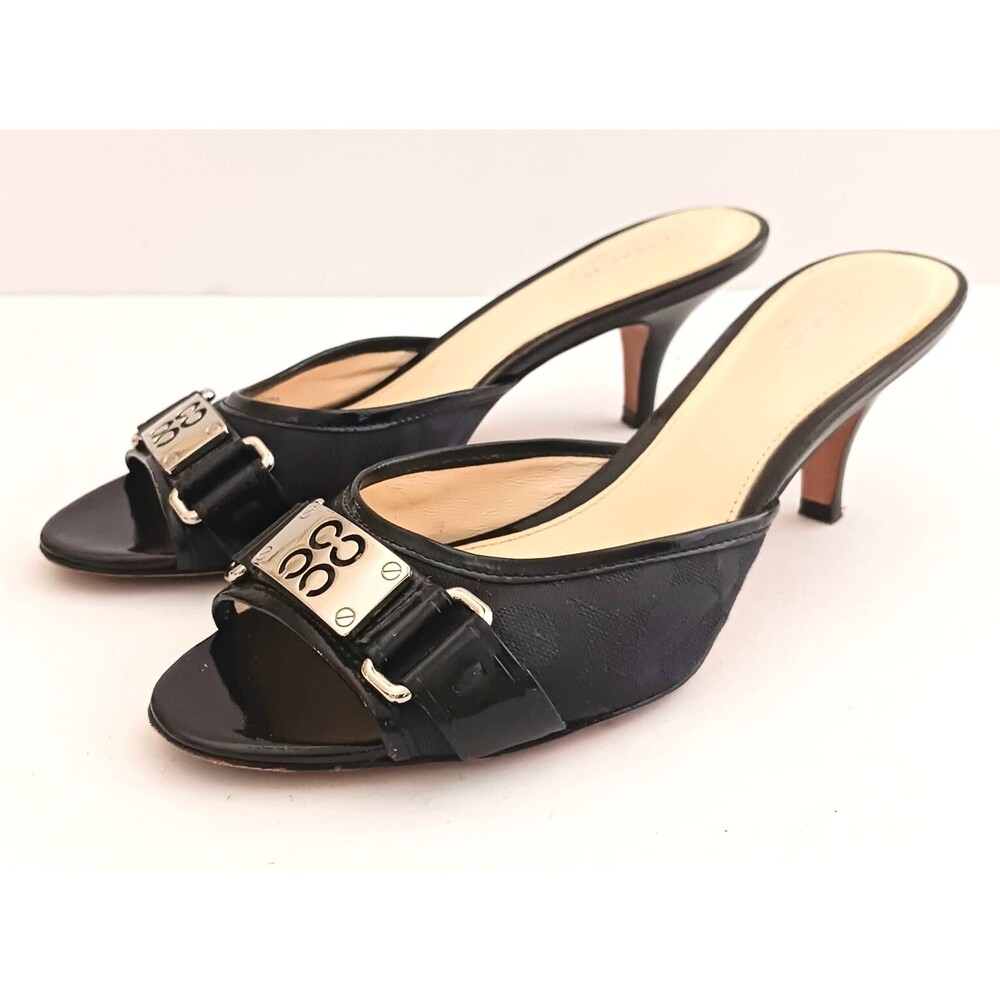 Coach Black Sandals with Silver Accents